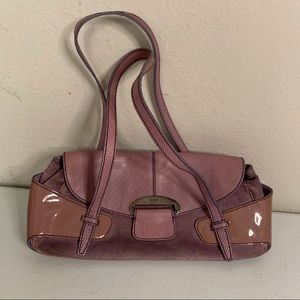 Tods Purple Suede And Leather Baguette Handbag